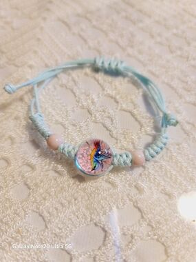 Mint Beaded Bird Charm Adjustable Bracelet